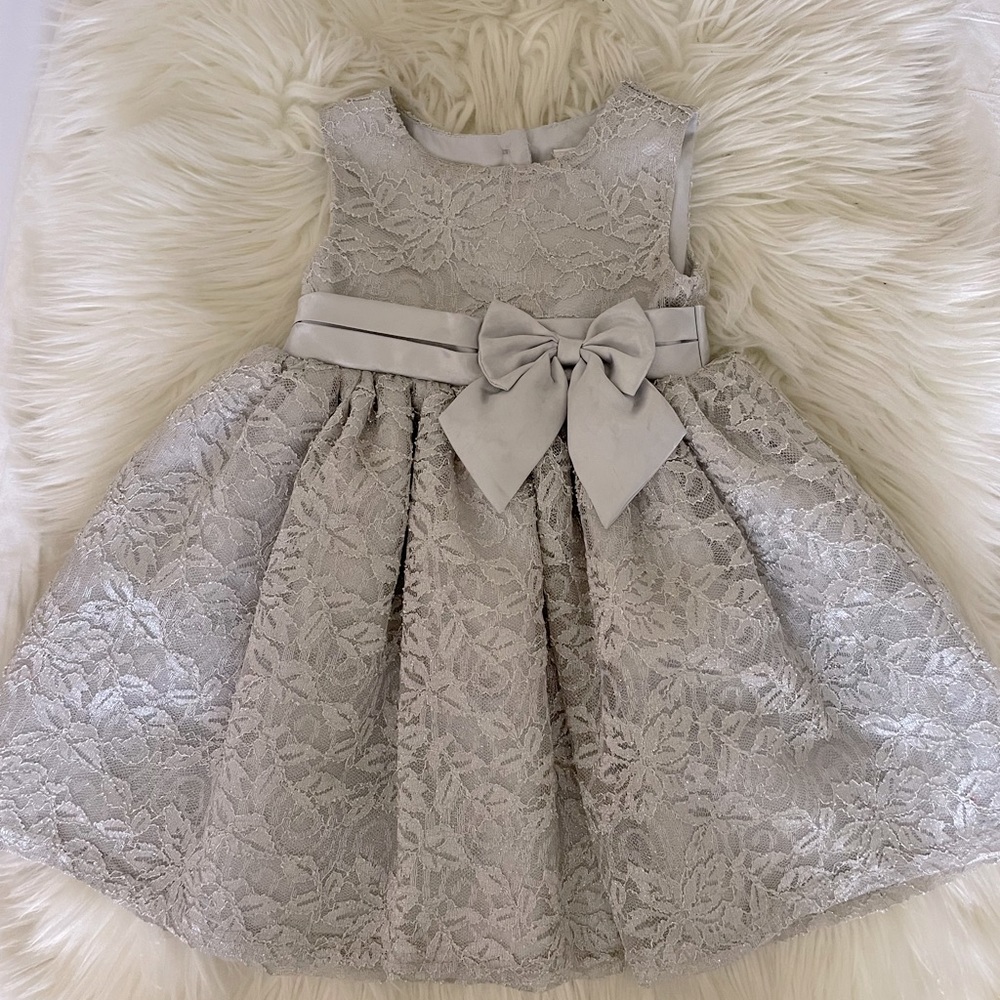 Silver Holiday Formal Party Dress